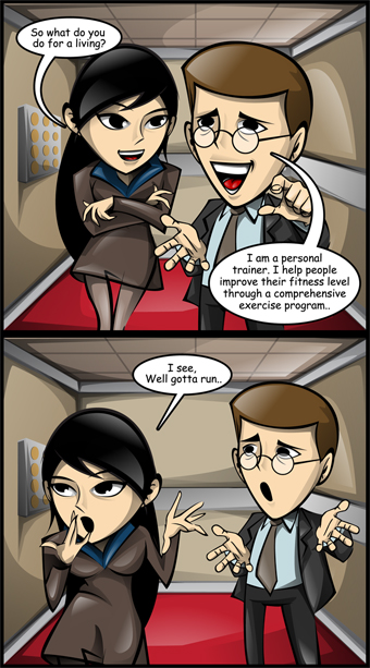 Here is an example of a fumbled elevator speech